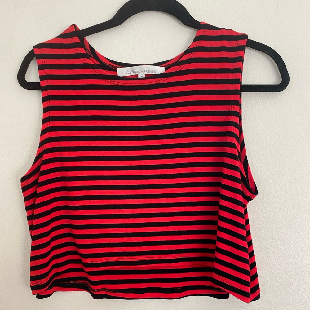 LOVERS & FRIENDS, sleeveless, red & black, crop top, size M
